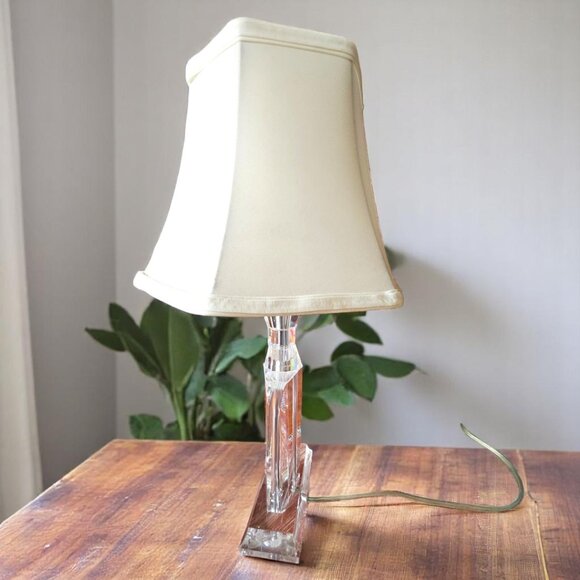 MId-Century Solid Crystal 21" Table Lamp with Shade - Picture 7 of 10